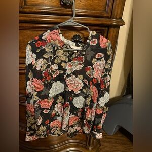 Banana Republic Black Floral Blouse